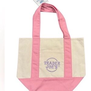 Viral Trader Joe’s ✨Pink and Cream Canvas Tote Bag